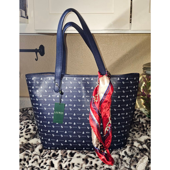 NWT Ralph Lauren Newbury Nautica Classic Tote with scarf - Picture 2 of 10